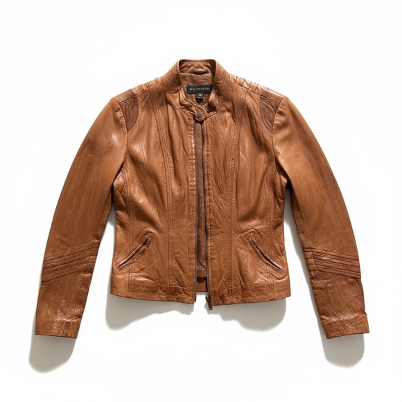 bagatelle Jackets & Blazers - Vintage Bagatelle Brown lightweight leather moto jacket, size 8